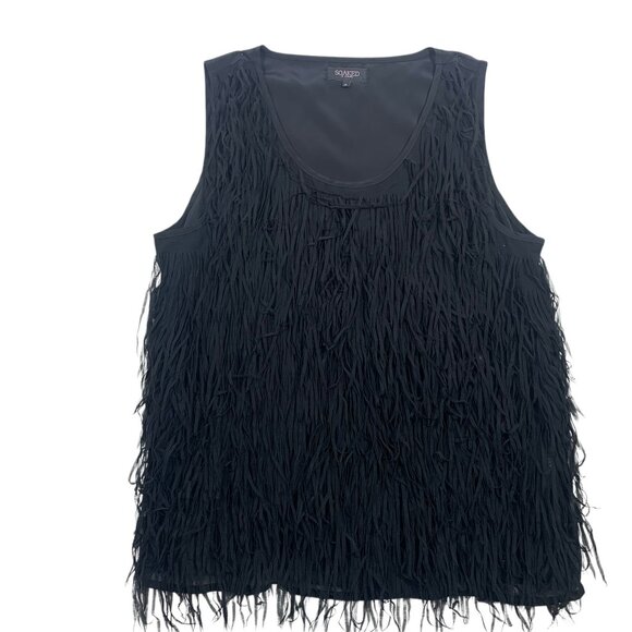 soaked in Luxury Tops - Tank top with fringe black size medium by Soaked in Luxury
